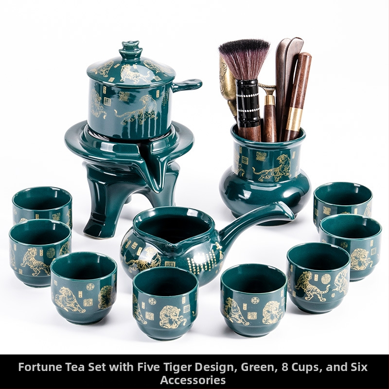 Set ceainic cu piatră măcinată, set ceramic de ceai Kung Fu cu cești pentru casă, living, birou mic, stil chinezesc