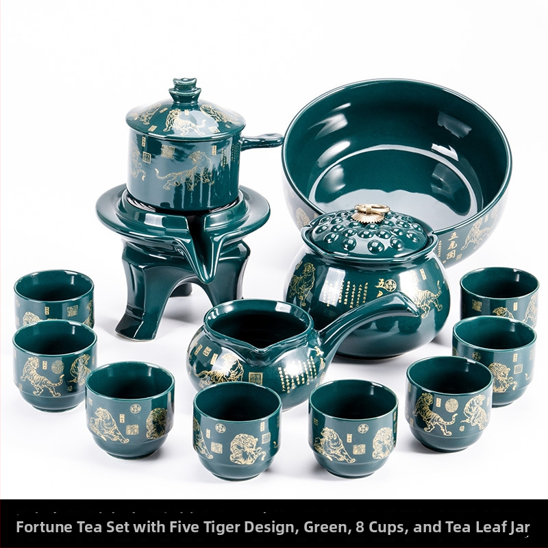 Set ceainic cu piatră măcinată, set ceramic de ceai Kung Fu cu cești pentru casă, living, birou mic, stil chinezesc