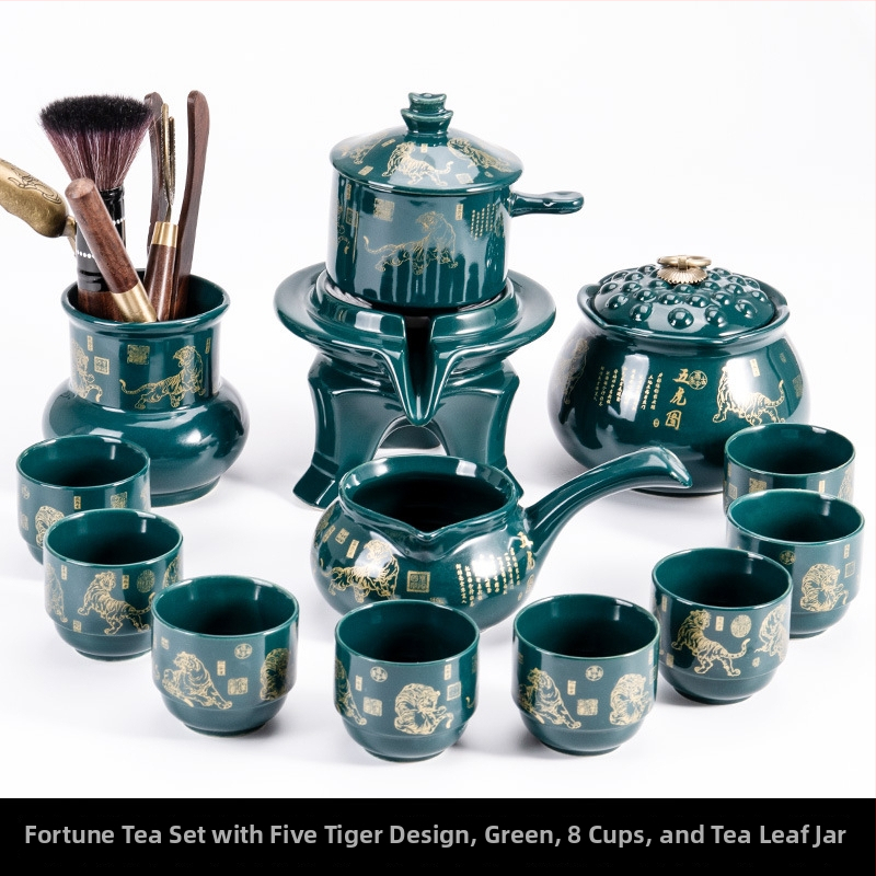 Set ceainic cu piatră măcinată, set ceramic de ceai Kung Fu cu cești pentru casă, living, birou mic, stil chinezesc