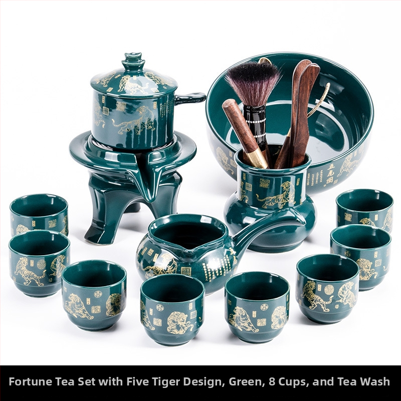 Set ceainic cu piatră măcinată, set ceramic de ceai Kung Fu cu cești pentru casă, living, birou mic, stil chinezesc