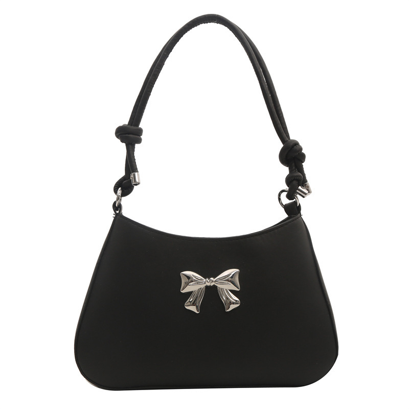 Teksturirana ženska torbica s mašnicom, proljeće 2024, mini crossbody torba s lancem