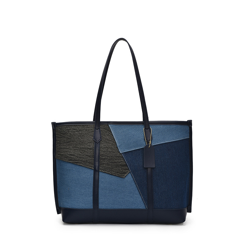 Ženska denim tote torba s patchworkom, velika zapremina za svakodnevnu upotrebu