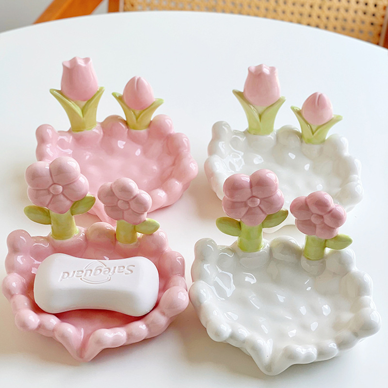 Săpunier ceramic cu drenaj, pentru uz casnic, în stil Nordic, baie