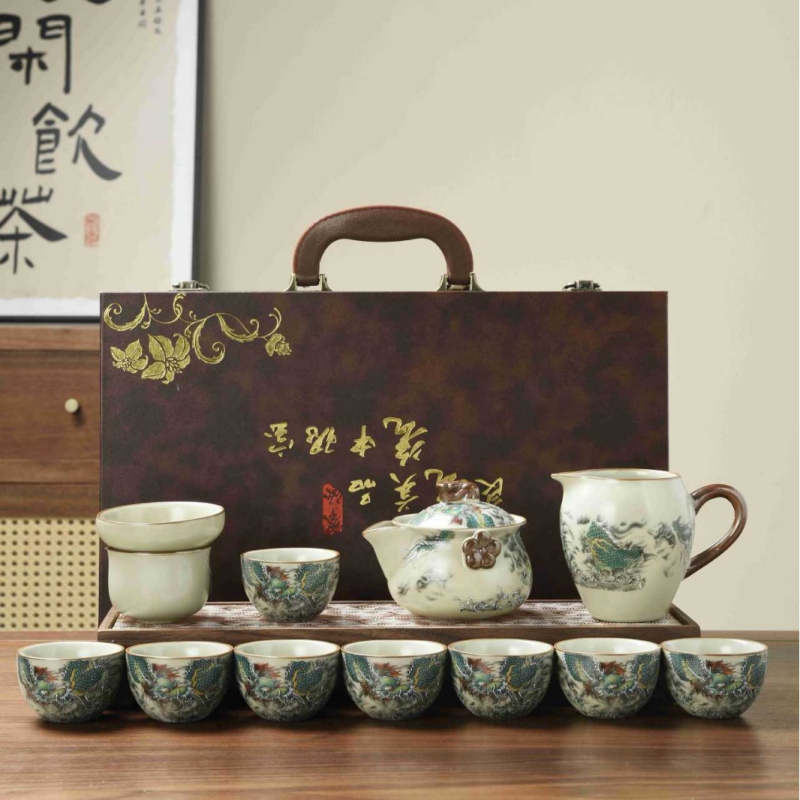 Ruyao Dragon Egg Set ceainic cu cești, în cutie cadou – ceai ceramic pentru cadouri de afaceri și jubileu corporativ