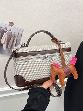 Ženska retro torba u europsko-američkom stilu, mala kvadratna platnena torba s blok boja boja, za rame ili crossbody, 2025