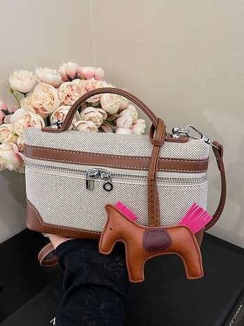Ženska retro torba u europsko-američkom stilu, mala kvadratna platnena torba s blok boja boja, za rame ili crossbody, 2025