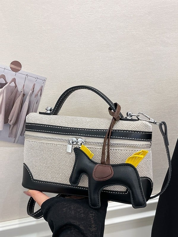 Ženska retro torba u europsko-američkom stilu, mala kvadratna platnena torba s blok boja boja, za rame ili crossbody, 2025