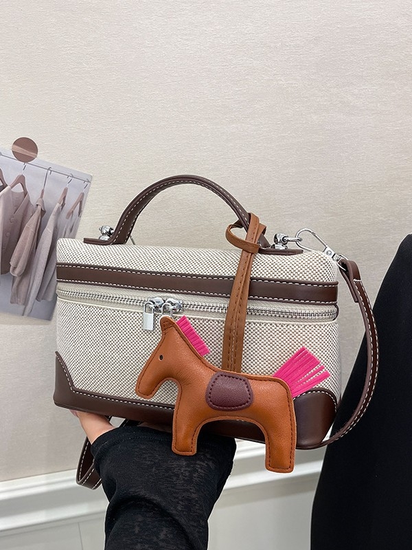 Ženska retro torba u europsko-američkom stilu, mala kvadratna platnena torba s blok boja boja, za rame ili crossbody, 2025