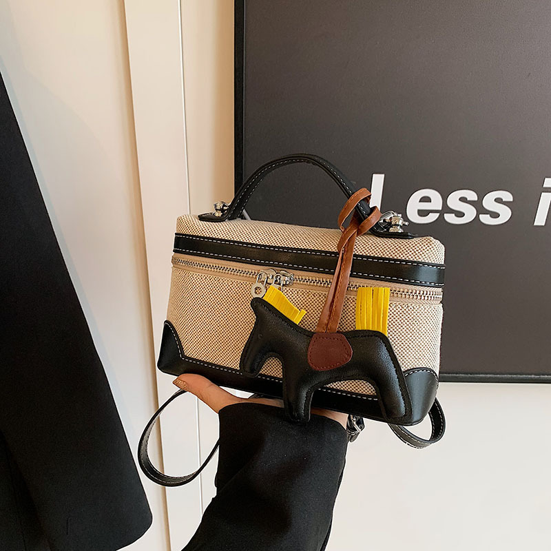 Ženska retro torba u europsko-američkom stilu, mala kvadratna platnena torba s blok boja boja, za rame ili crossbody, 2025