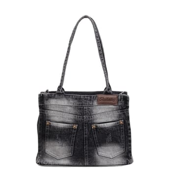 Denim torba u vintage stilu s nišnim dizajnom, retro torba s džepovima, mala kvadratna torba za žene, umjetnička torba preko ramena