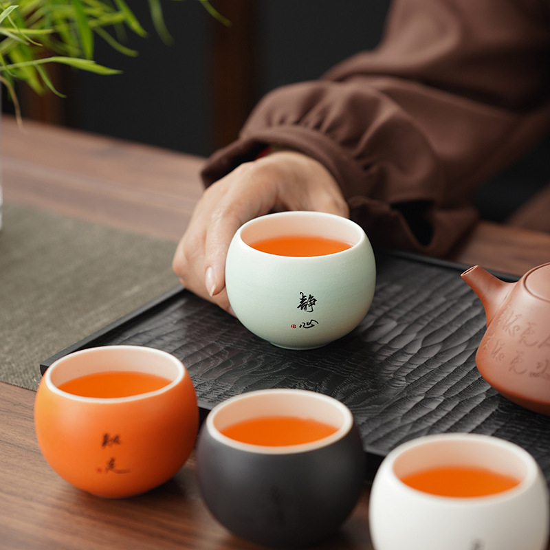 Ceașcă de ceai în stil chinezesc, ceramică brută, set de ceai în stil nou chinezesc, retro, cu capacitate mare, ceașcă ou dragon, cadou personalizabil