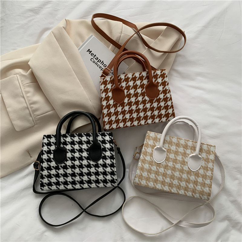 Ženska PU torbica s kariranim uzorkom — mala torba za ramena i crossbody