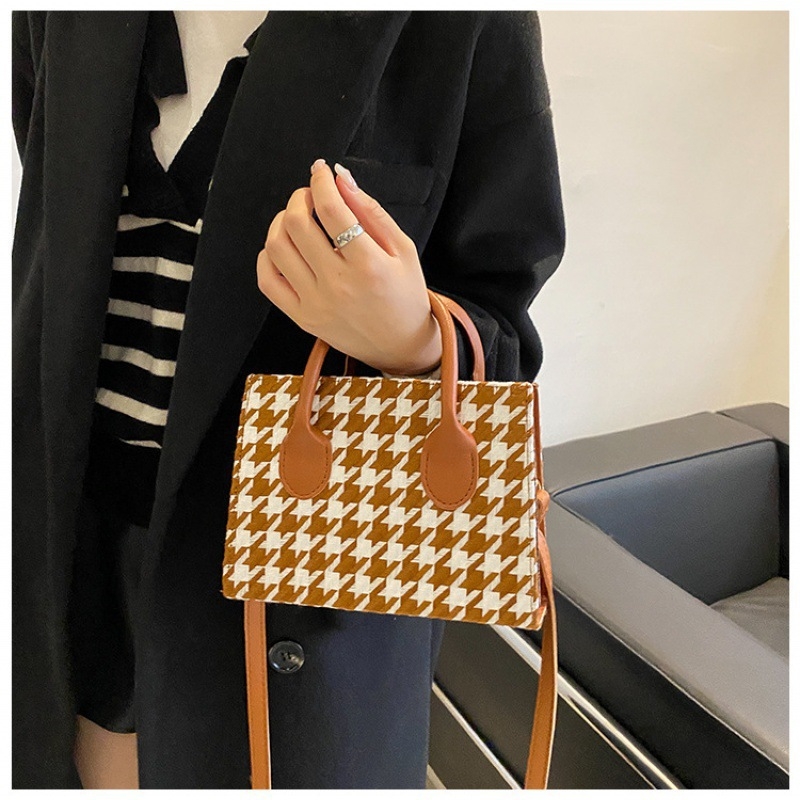 Ženska PU torbica s kariranim uzorkom — mala torba za ramena i crossbody