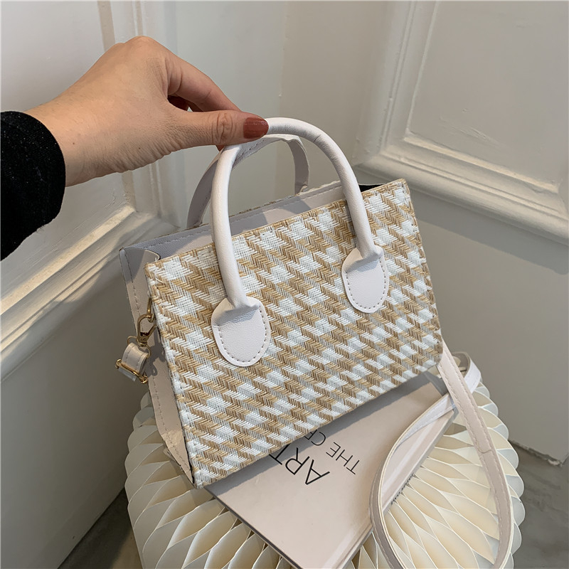 Ženska PU torbica s kariranim uzorkom — mala torba za ramena i crossbody