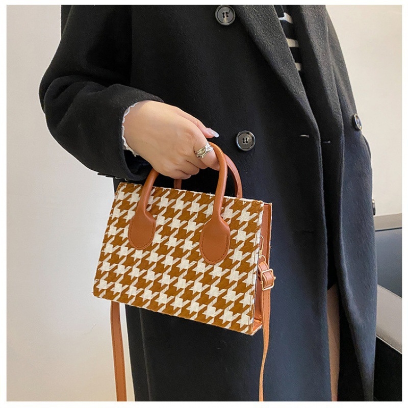 Ženska PU torbica s kariranim uzorkom — mala torba za ramena i crossbody