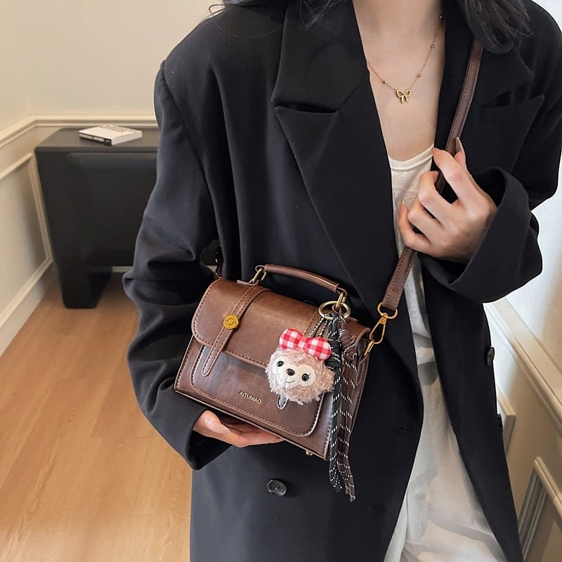 Ženska PU kožna mala kvadratna crossbody torbica, jesen 2025, retro stil, svakodnevno nošenje