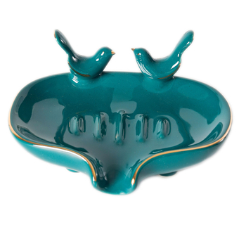 Sapnieră ceramică cu pasăre aurie, în stil Nordic, cu drenaj, pentru baie acasă sau la hotel