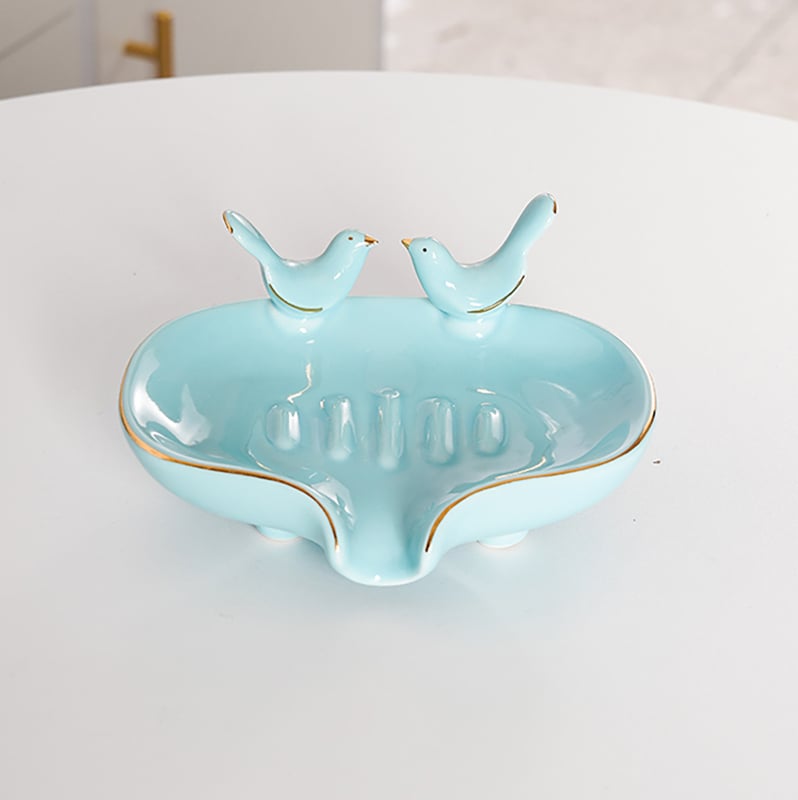 Sapnieră ceramică cu pasăre aurie, în stil Nordic, cu drenaj, pentru baie acasă sau la hotel