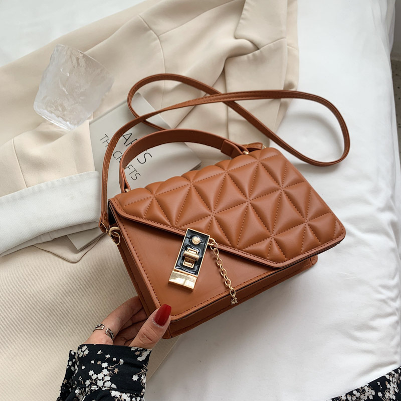 Ženska mala crossbody torbica s lancem, 2021 novi stil, minimalistički štepani kvadratni dizajn