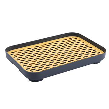 Tavă de ceai din plastic, dublu nivel, drenaj pentru căni