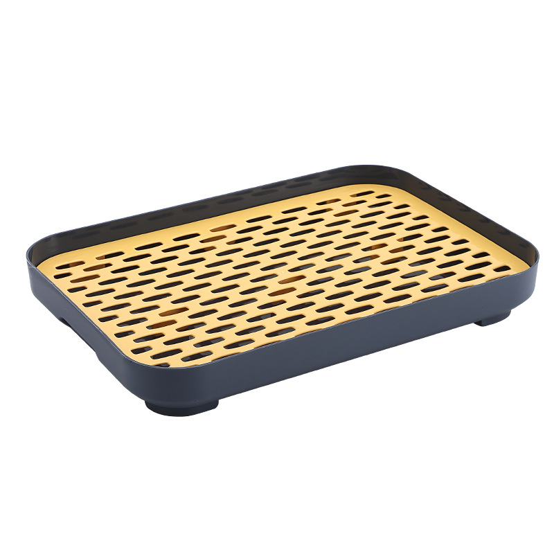 Tavă de ceai din plastic, dublu nivel, drenaj pentru căni