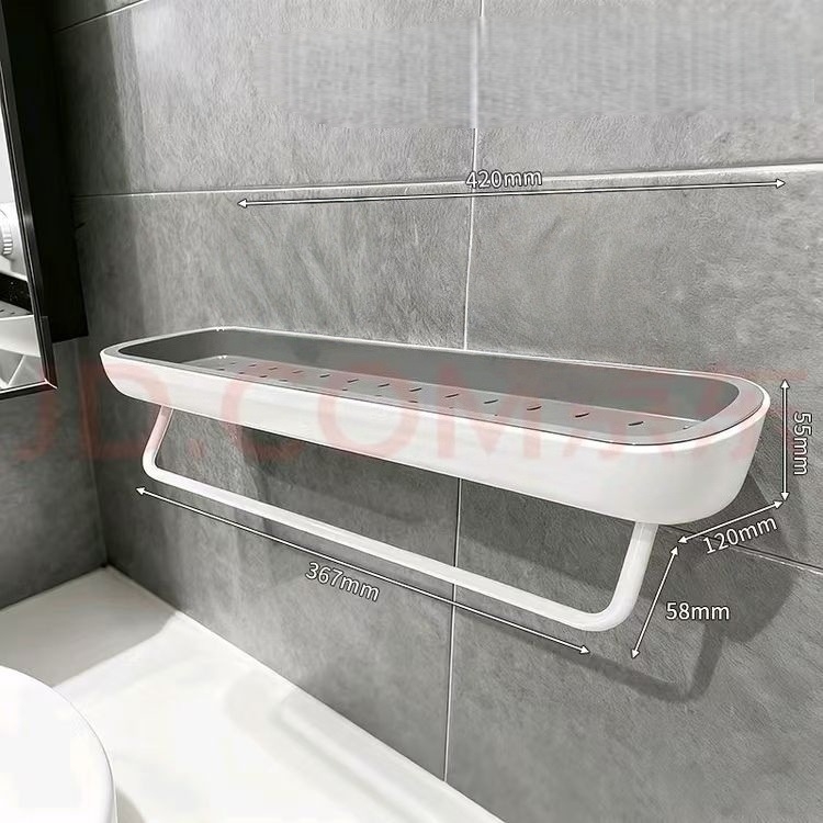 Raft de baie cu ventuză, montat pe perete, suport pentru prosoape, două etaje