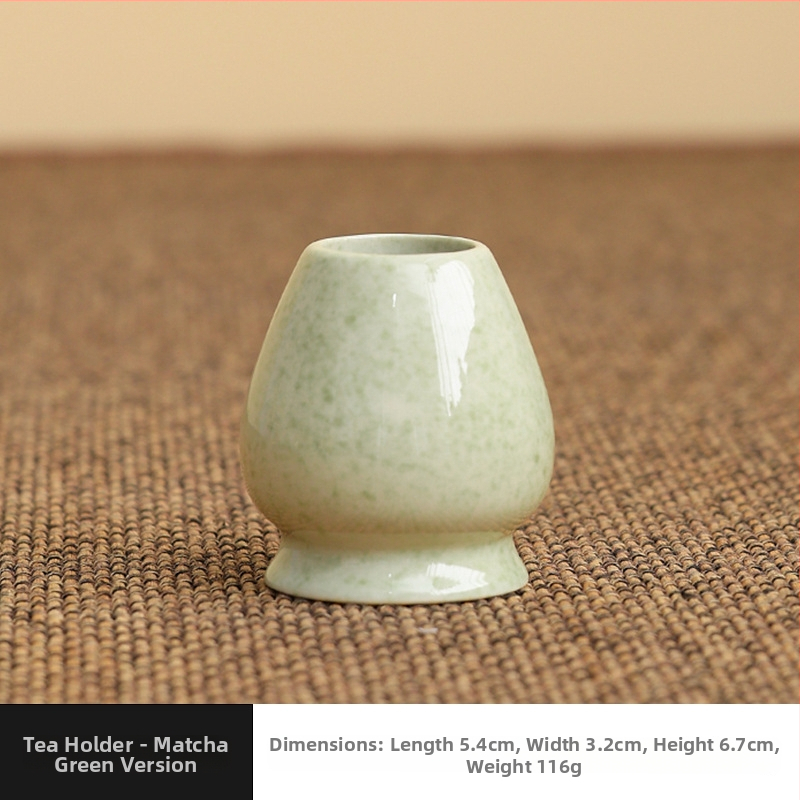 Set japonez din ceramică pentru matcha, cu tel de bambus, perie pentru matcha și linguriță pentru ceai