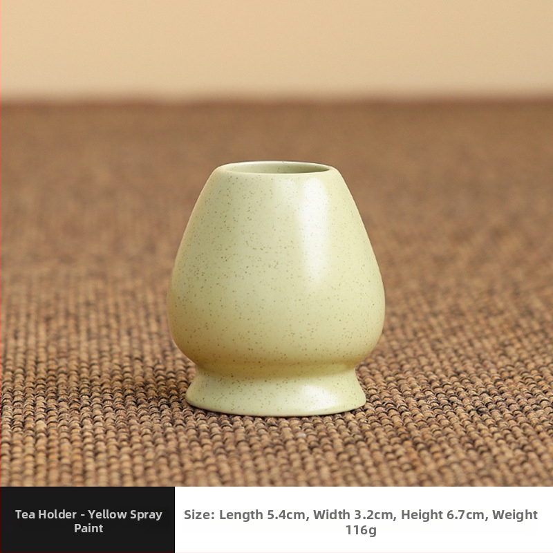 Set japonez din ceramică pentru matcha, cu tel de bambus, perie pentru matcha și linguriță pentru ceai