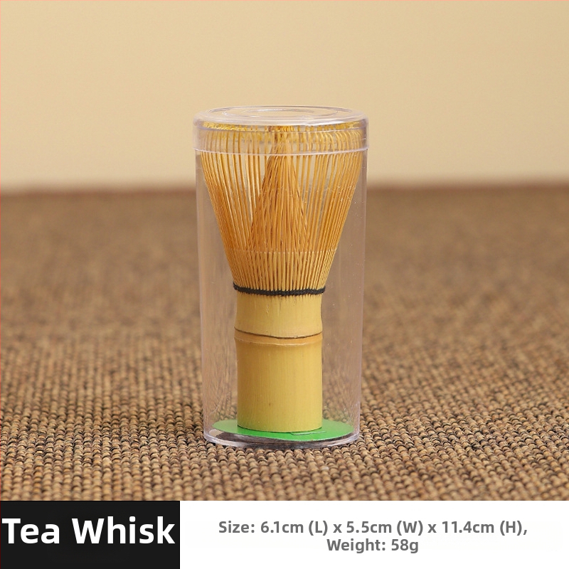 Set japonez din ceramică pentru matcha, cu tel de bambus, perie pentru matcha și linguriță pentru ceai