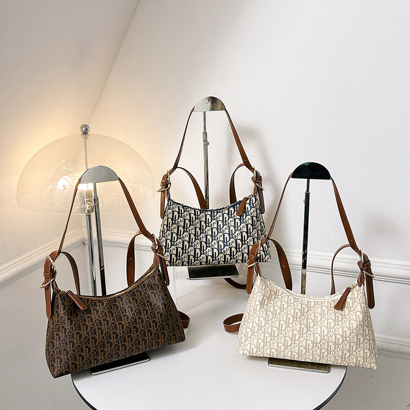 PU kožna ženska torbica za ramena i crossbody, srednje veličine, gradski minimalistički stil, retro otisak, suptilan luksuz
