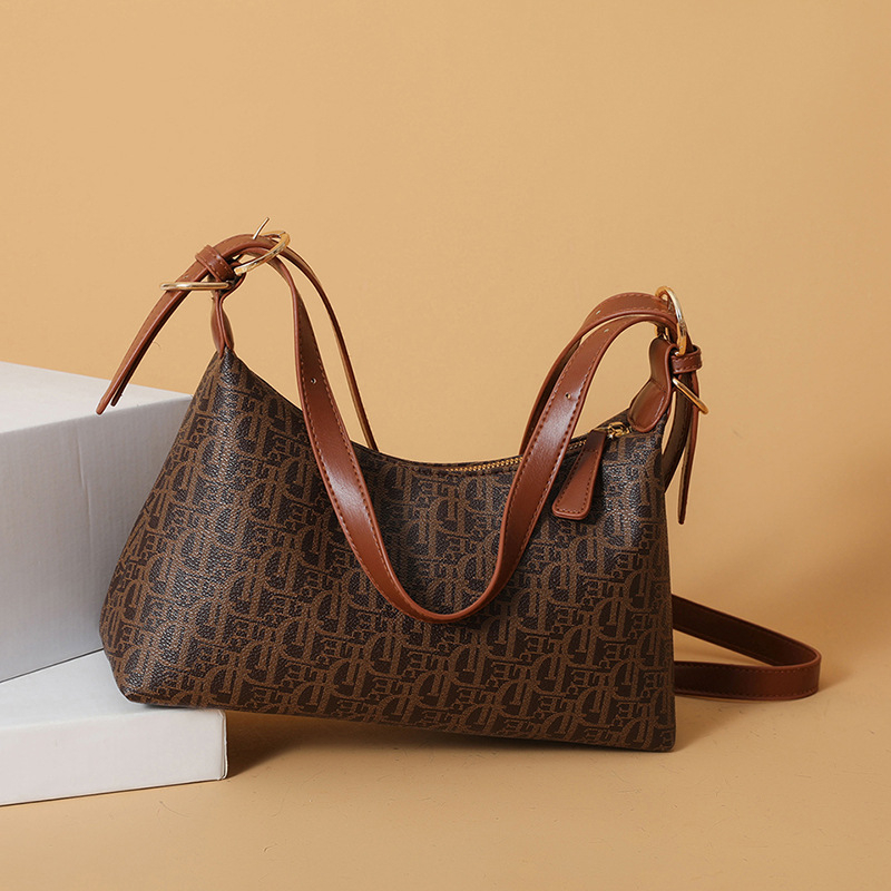 PU kožna ženska torbica za ramena i crossbody, srednje veličine, gradski minimalistički stil, retro otisak, suptilan luksuz