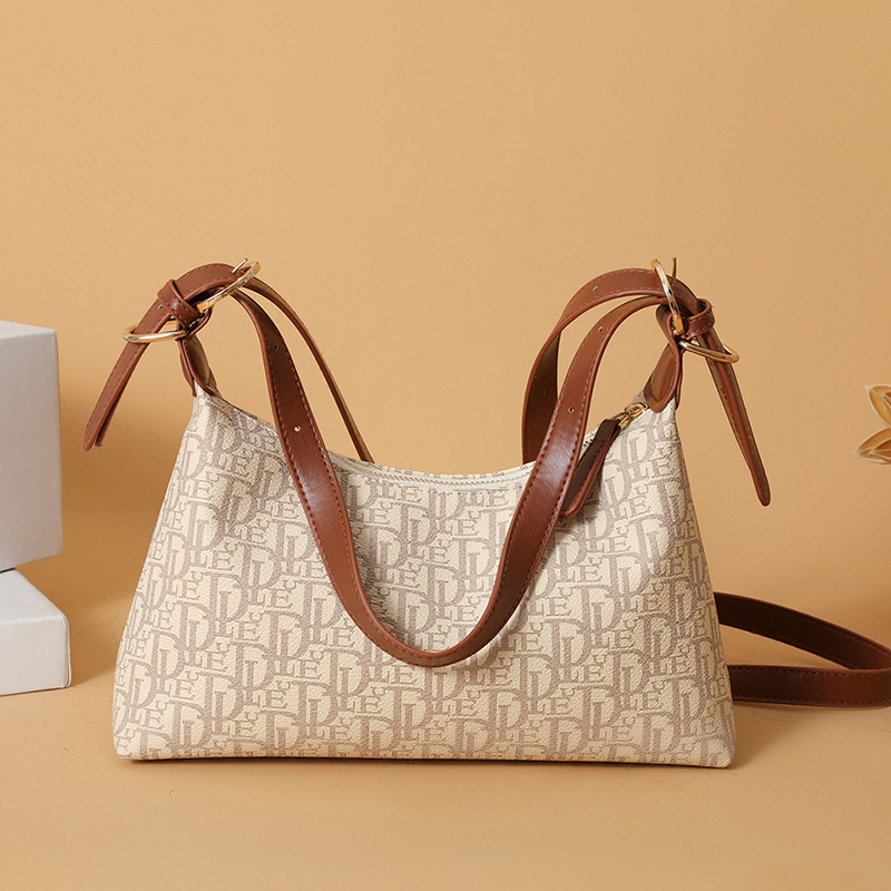 PU kožna ženska torbica za ramena i crossbody, srednje veličine, gradski minimalistički stil, retro otisak, suptilan luksuz