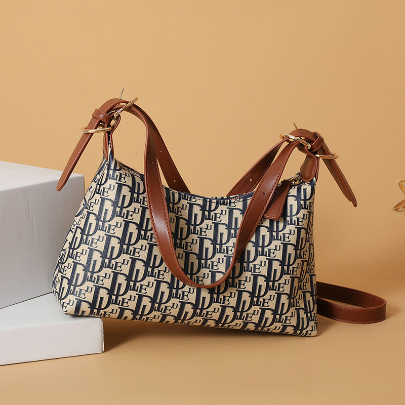 PU kožna ženska torbica za ramena i crossbody, srednje veličine, gradski minimalistički stil, retro otisak, suptilan luksuz