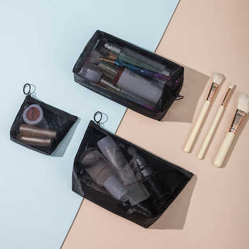 Geantă de machiaj din plasă, capacitate mare, organizator portabil pentru cosmetice, geantă mică pentru ruj și produse de igienă