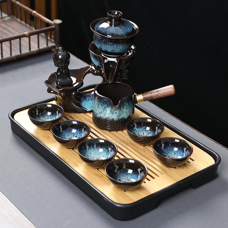 Set ceai Kung Fu din ceramică cu ceainic, cești și gaiwan pentru uz casnic și la birou