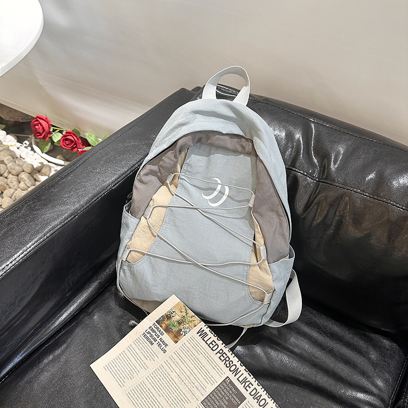 Nylon ruksak za outdoor putovanja i školu, lagan, s velikim kapacitetom, uzorak blok boja