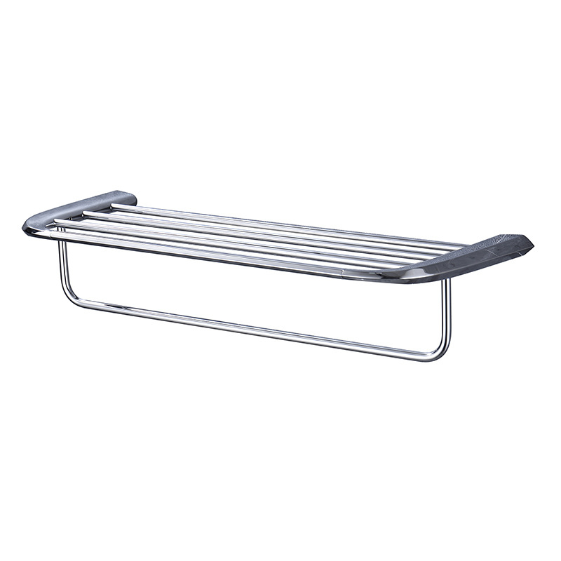 Raft pentru prosoape din oțel inoxidabil cromat, cu două etaje, pentru baie