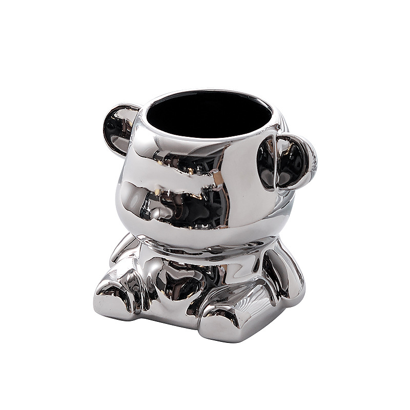 Set de furculițe din oțel inoxidabil pentru fructe, ursuleț ceramic, tacâmuri elegante pentru casă