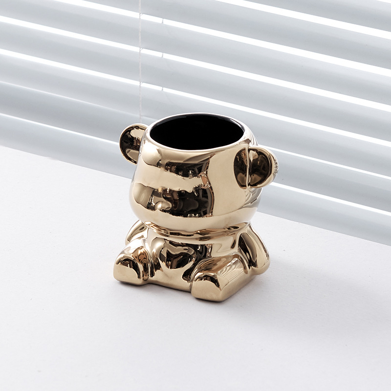 Set de furculițe din oțel inoxidabil pentru fructe, ursuleț ceramic, tacâmuri elegante pentru casă
