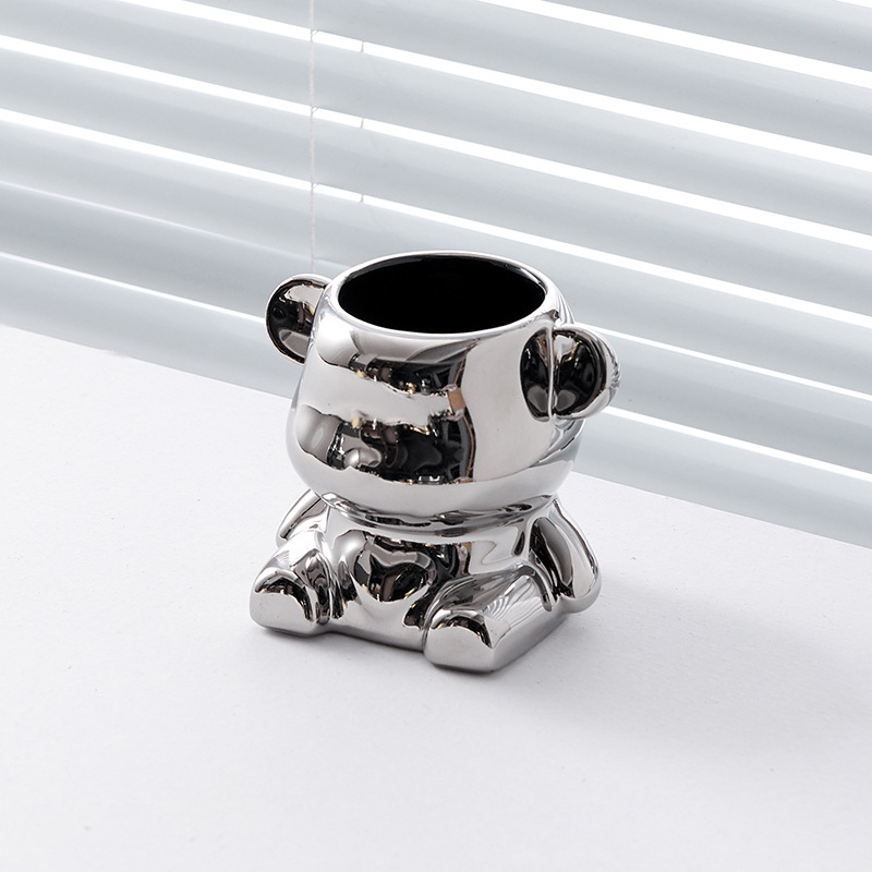 Set de furculițe din oțel inoxidabil pentru fructe, ursuleț ceramic, tacâmuri elegante pentru casă