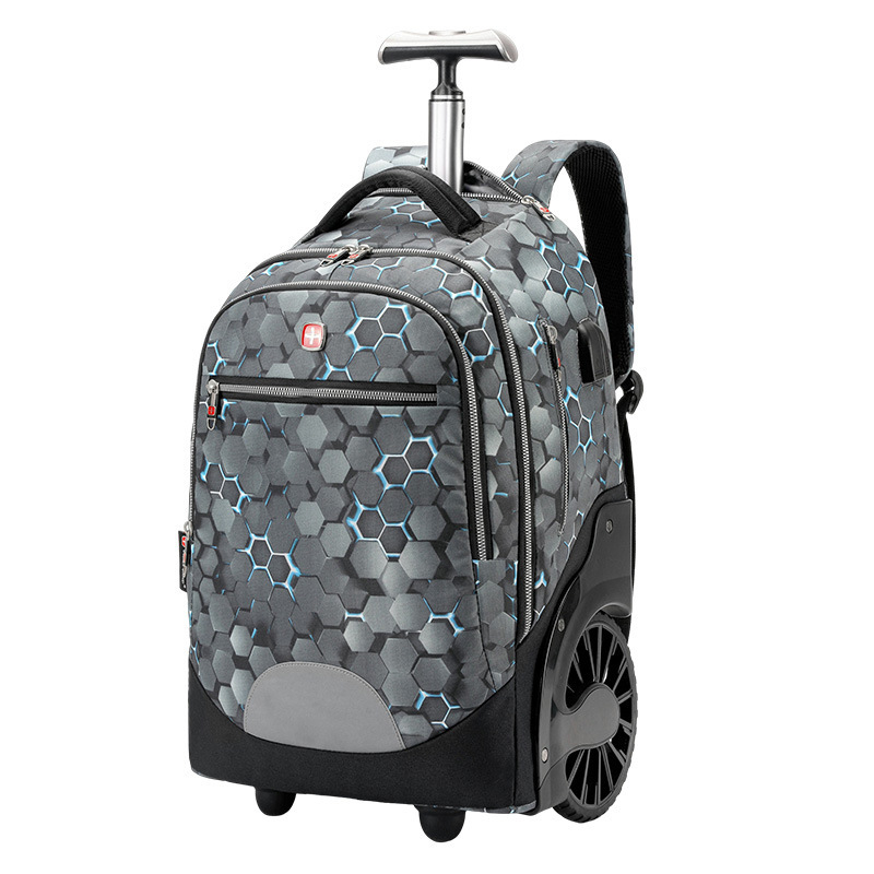 Rucsac cu rotile pentru călătorii și școală, unisex, 20–35 L, material Oxford, mâner telescopic