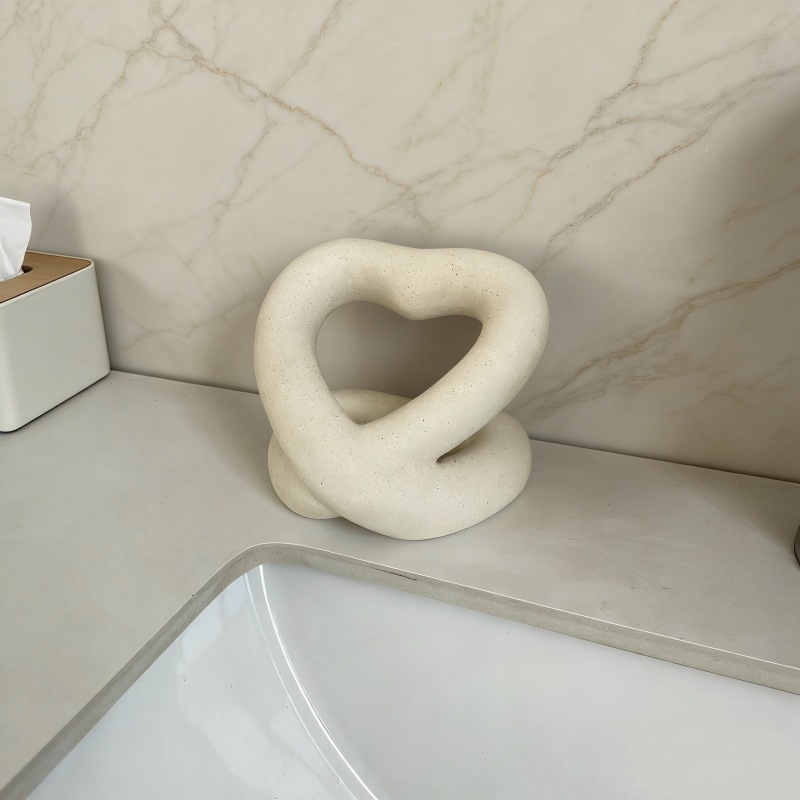 Suport ceramic în formă de inimă pentru pastă de dinți și periuțe, tavă mată pentru paharul de apă de gură, set decorativ multifuncțional