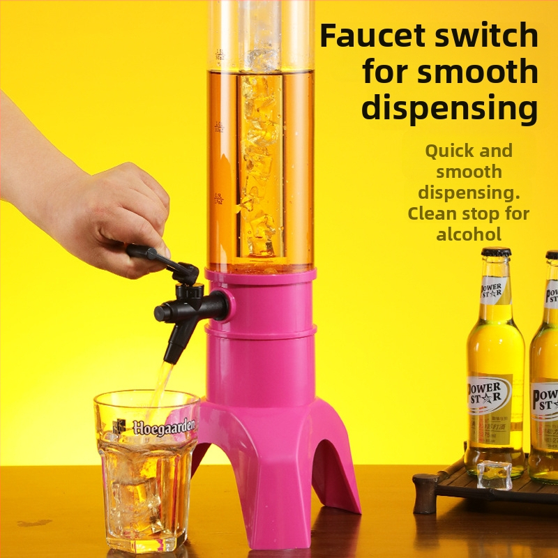 3L pivný veža s kohútikom – z plastu, moderný minimalistický dizajn, odolný voči pádom