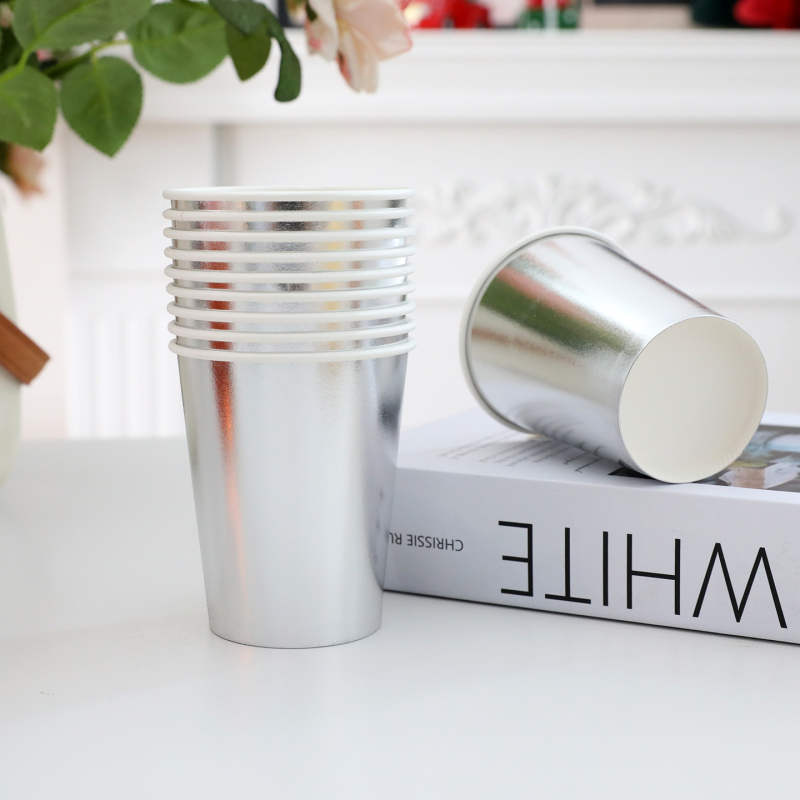 Cupe de hârtie de unică folosință pentru petrecere, colorate, cu grosime dublă, 250 ml, pentru băuturi reci și deserturi
