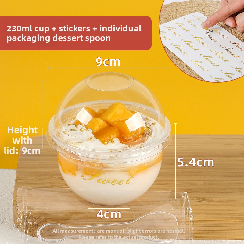 Jednorazový plastový pohár na puding, 300 ml, tvar 90U, vhodný pre mliečny čaj a dezerty