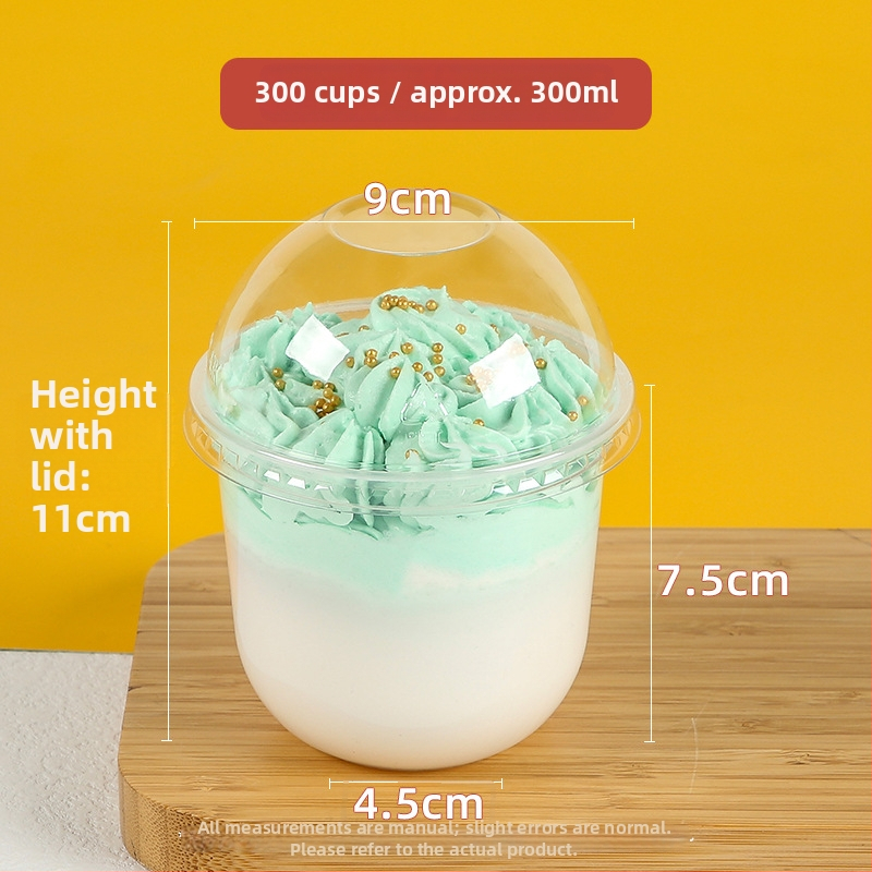 Jednorazový plastový pohár na puding, 300 ml, tvar 90U, vhodný pre mliečny čaj a dezerty