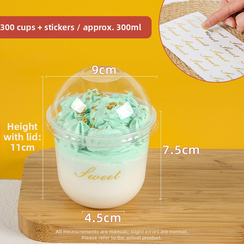 Jednorazový plastový pohár na puding, 300 ml, tvar 90U, vhodný pre mliečny čaj a dezerty