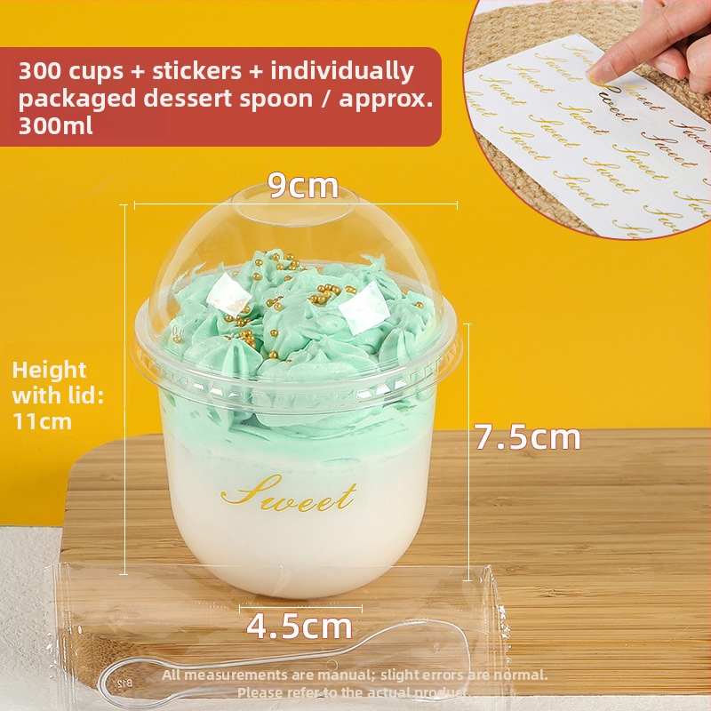 Jednorazový plastový pohár na puding, 300 ml, tvar 90U, vhodný pre mliečny čaj a dezerty