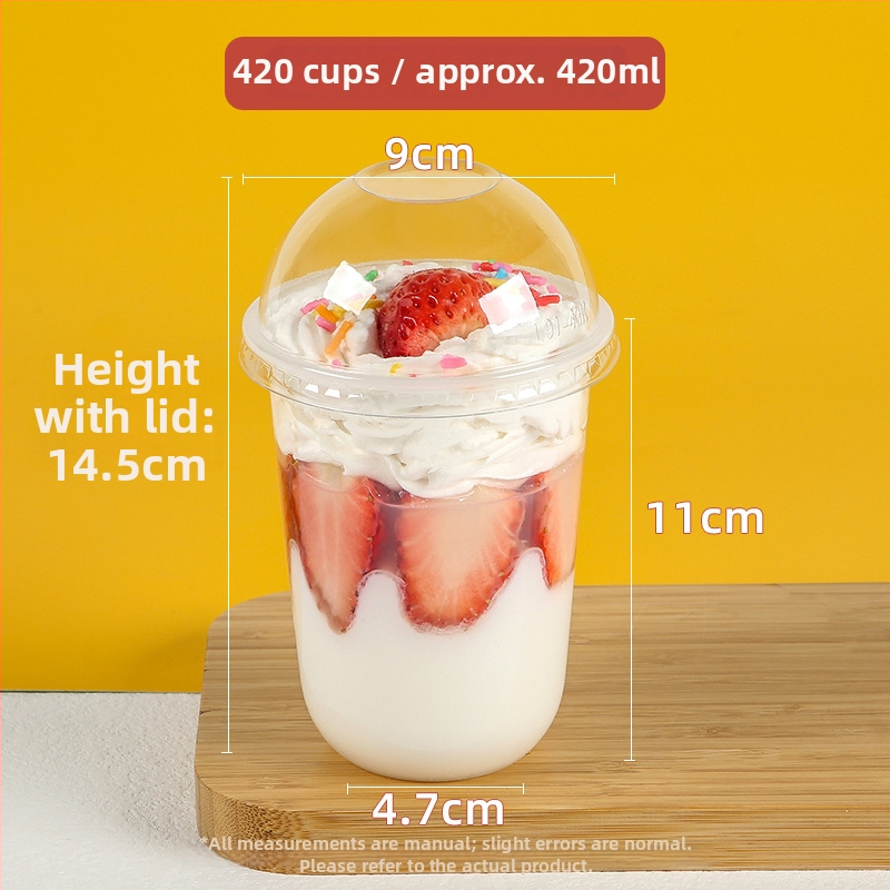 Jednorazový plastový pohár na puding, 300 ml, tvar 90U, vhodný pre mliečny čaj a dezerty