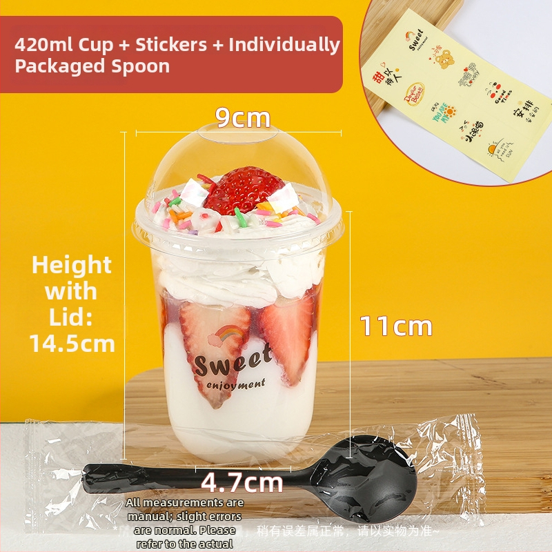 Jednorazový plastový pohár na puding, 300 ml, tvar 90U, vhodný pre mliečny čaj a dezerty